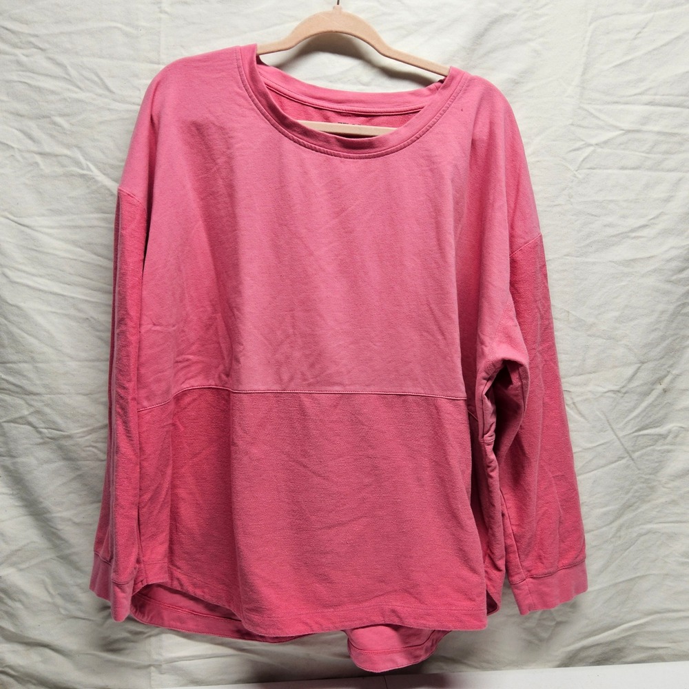 Zelos Long Sleeve Top Women 3X Pink Curvy Fit Crew Neck Athleisure Pullover